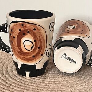 Joanne DeLomba artistic coffee mug set with bagel design (2 mugs)